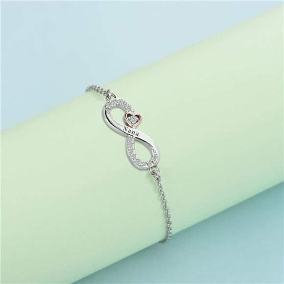 Infinity Rose Gold Heart Bracelet - Stainless Steel Birthday Gift Mom, Daughter - Picture 3 of 5